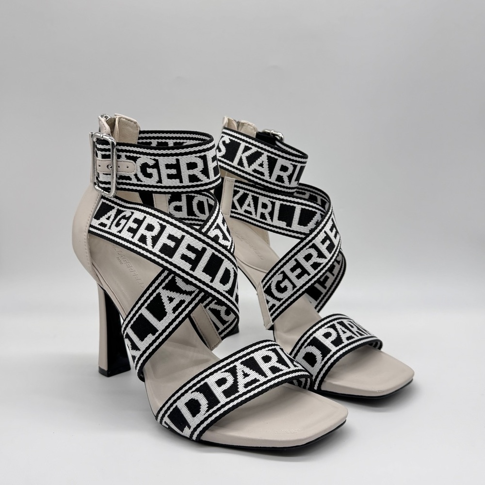 Karl Lagerfeld Paris Logo Strap Heeled Sandals Women’s Size 10 | New